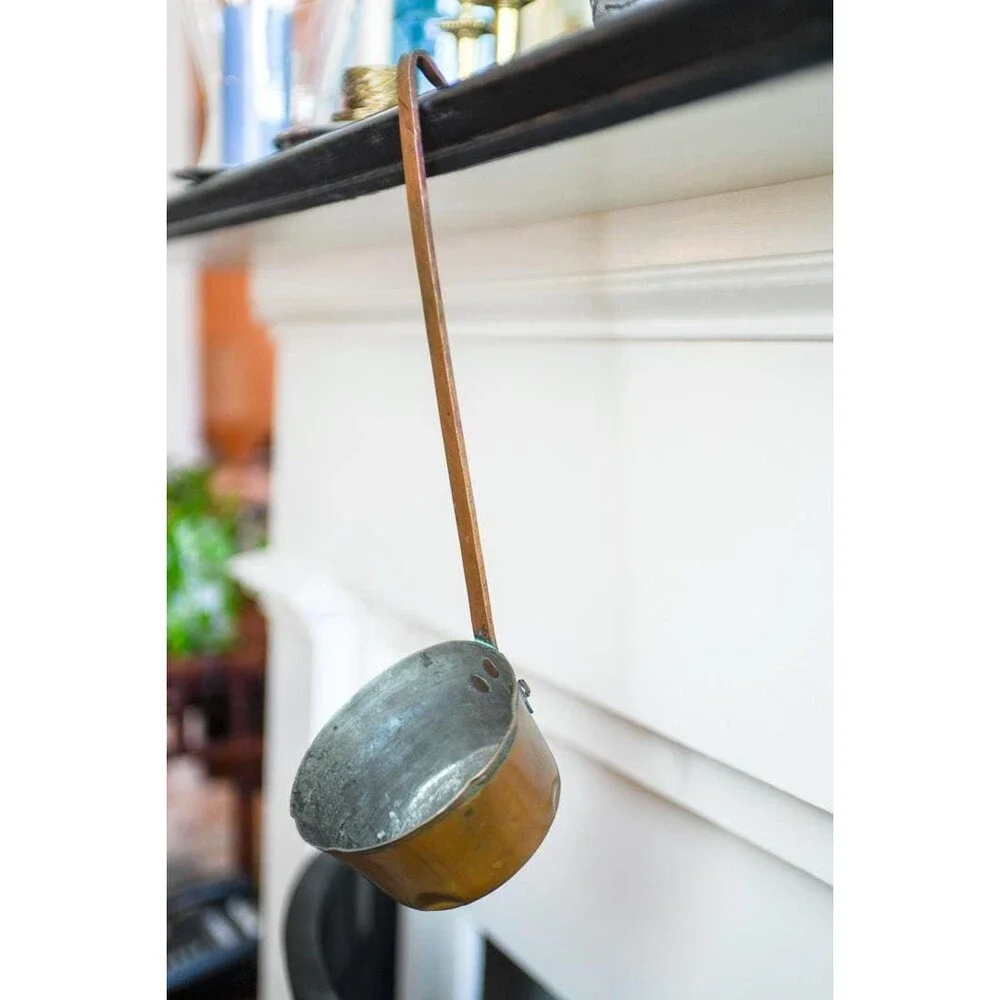 Vintage Copper Tin-Lined Ladle: Rustic Primitive Farmhouse Country Early America